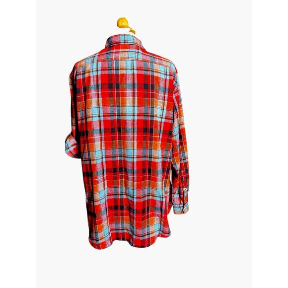 Designed In Italy Blue Plaid Button Up Size 2XL Woman's Flannel western shirt - Picture 16 of 16